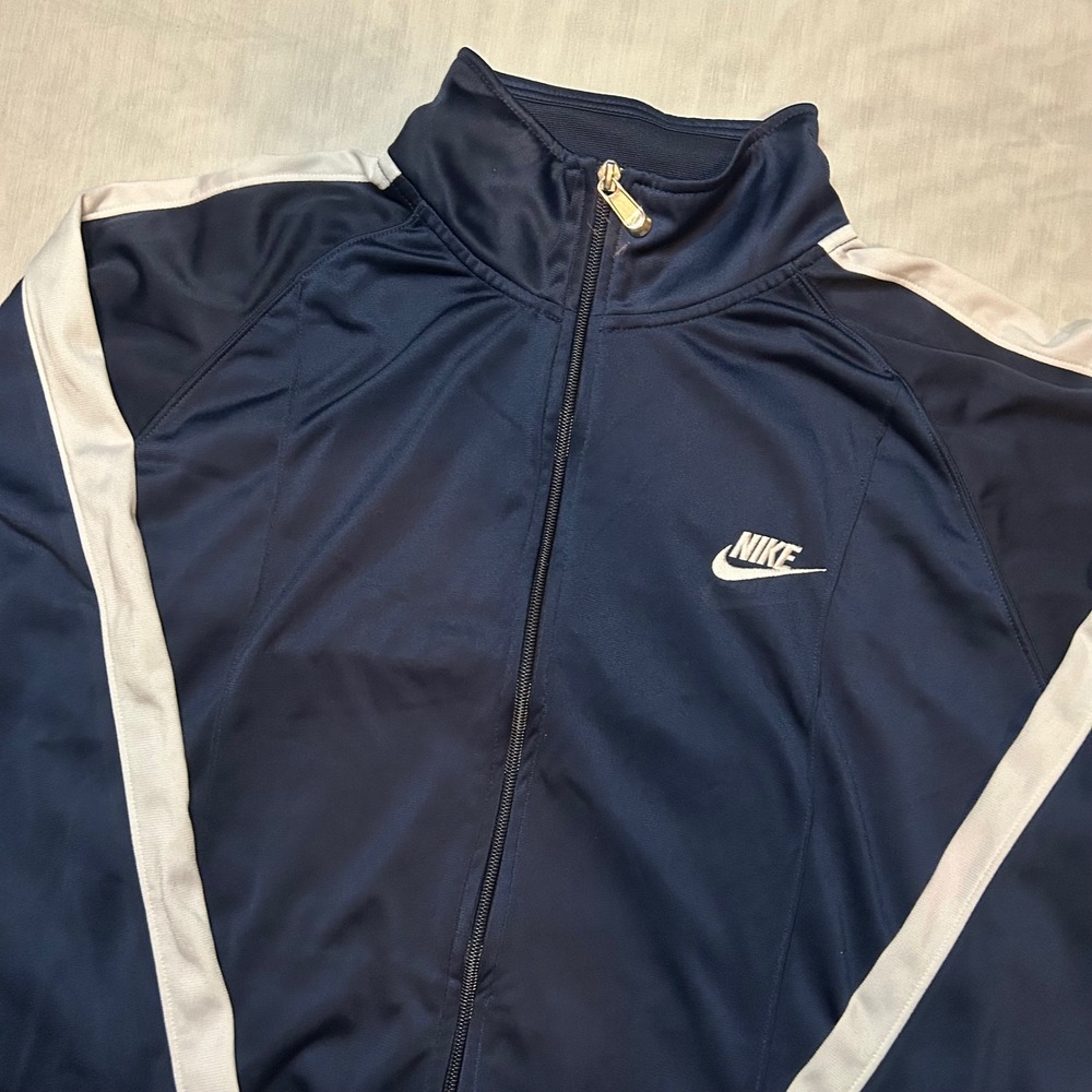 Nike Mens Contrast Stripe Full Zip Track Jacket L Navy Blue Sportswear Retro